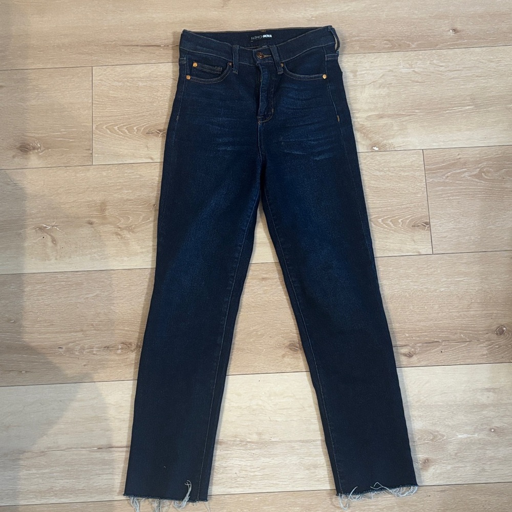 Fashion Nova Dark Blue Straight Leg Jeans